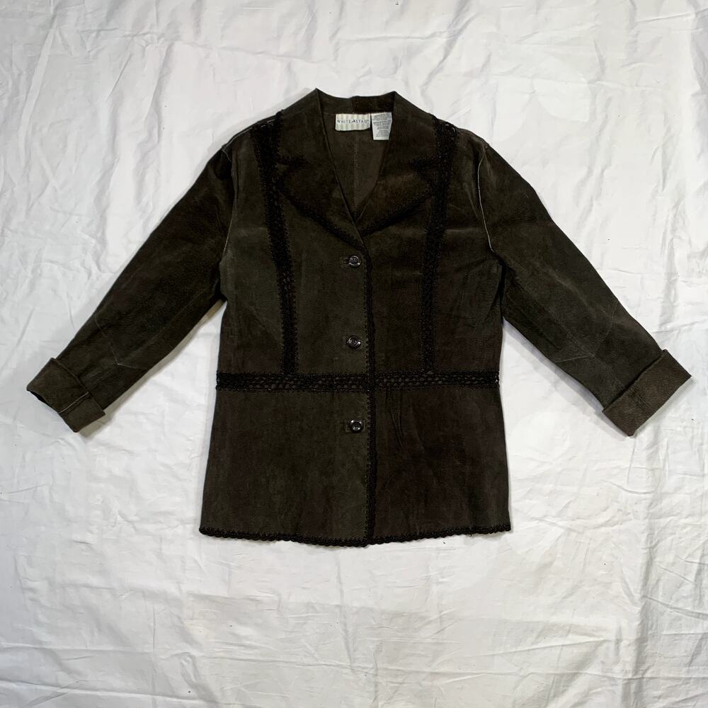 Y2k Boho Solid Brown Suede Patchwork Crochet Autu… - image 6